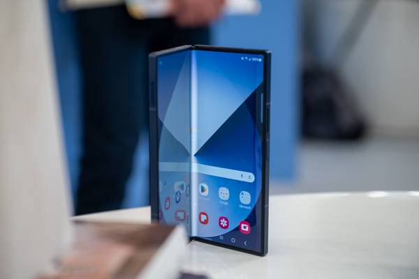 Samsung Galaxy Z Fold 6 sitting folded on a table.