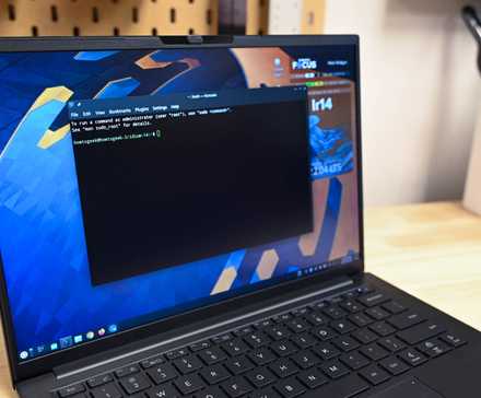 Konsole Terminal open on the Kubuntu Focus Ir14 Linux laptop.