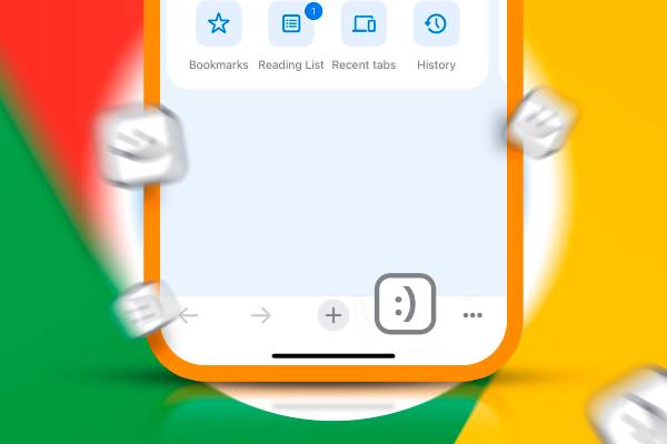 A Google Chrome tab with a smiley face icon.