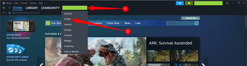 Click your profile name near the top, then select 'Profile.'