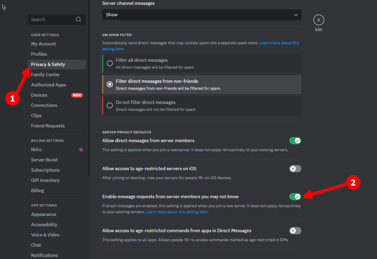 Discord Message Controls How to Turn off Message Requests in Discord