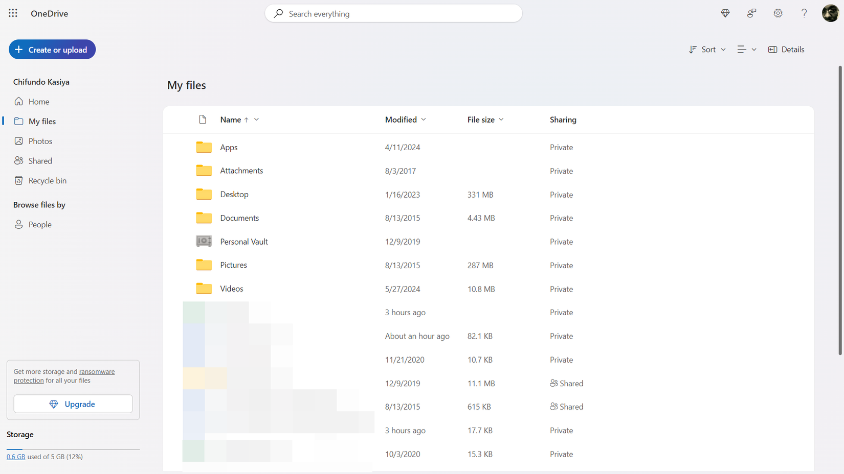 Microsoft OneDriveのファイル同期画面