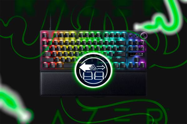 Razer keyboard with the Snap Tap Technology icon.