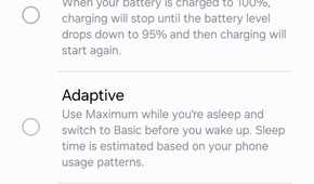 Battery protection options on a Samsung Galaxy Z Fold 5.