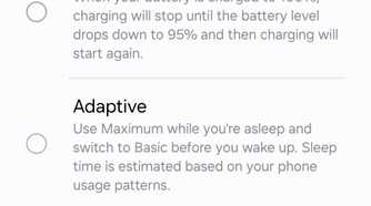 Battery protection options on a Samsung Galaxy Z Fold 5.