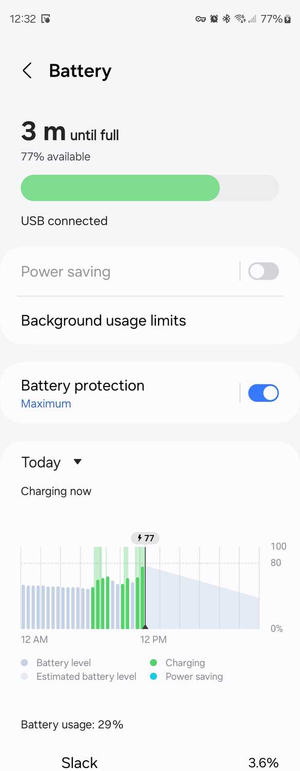 Battery information on a Samsung Galaxy Z Fold 5.