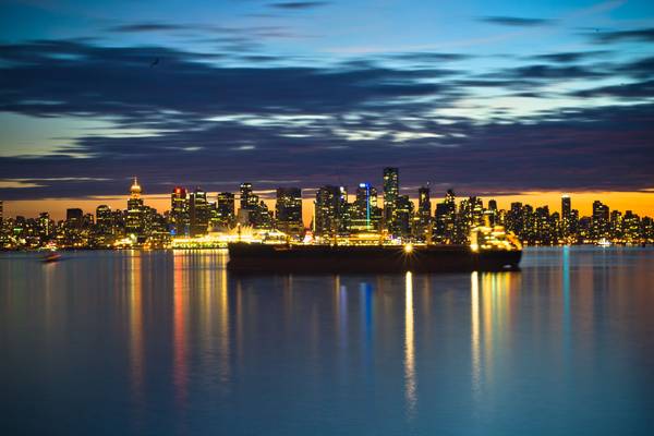 Vancouver harbour at night.