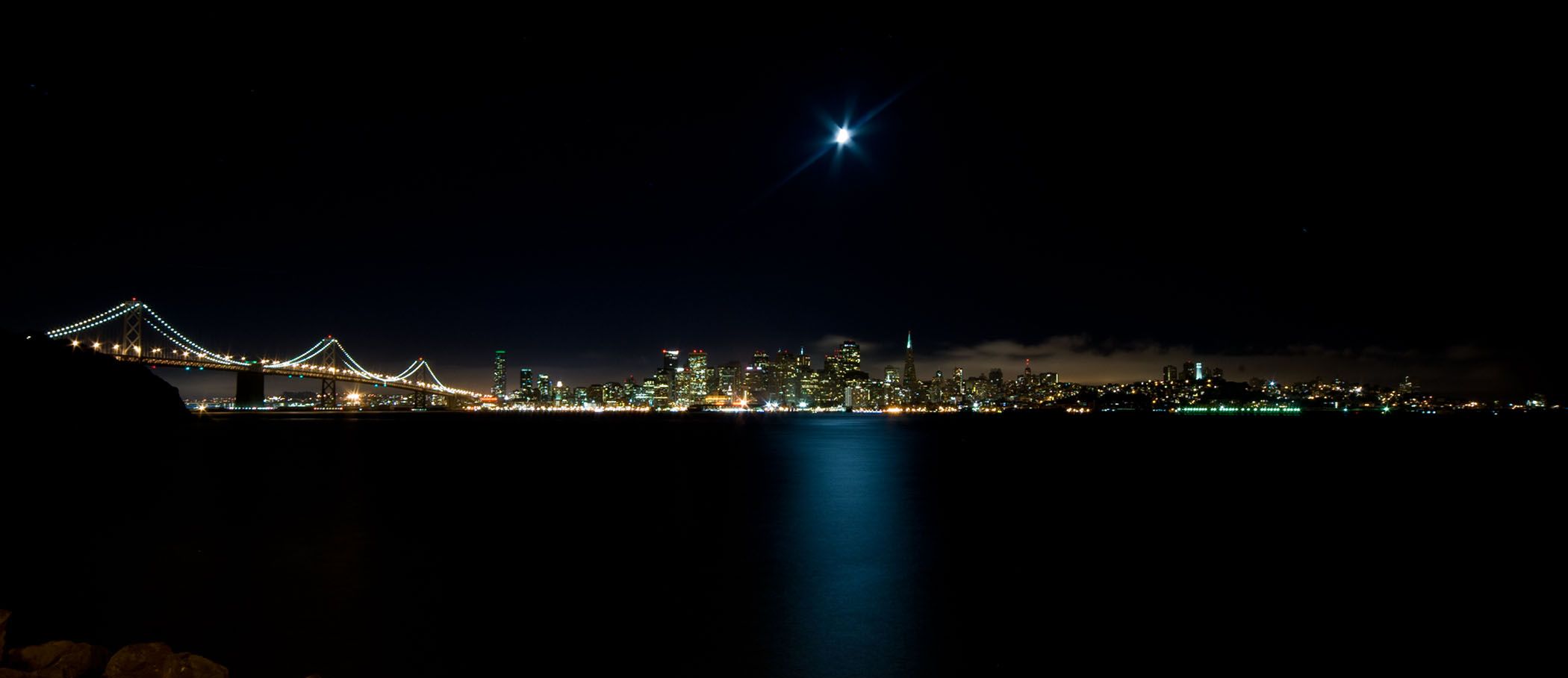 San Francisco at night, taken from Treasure Island.