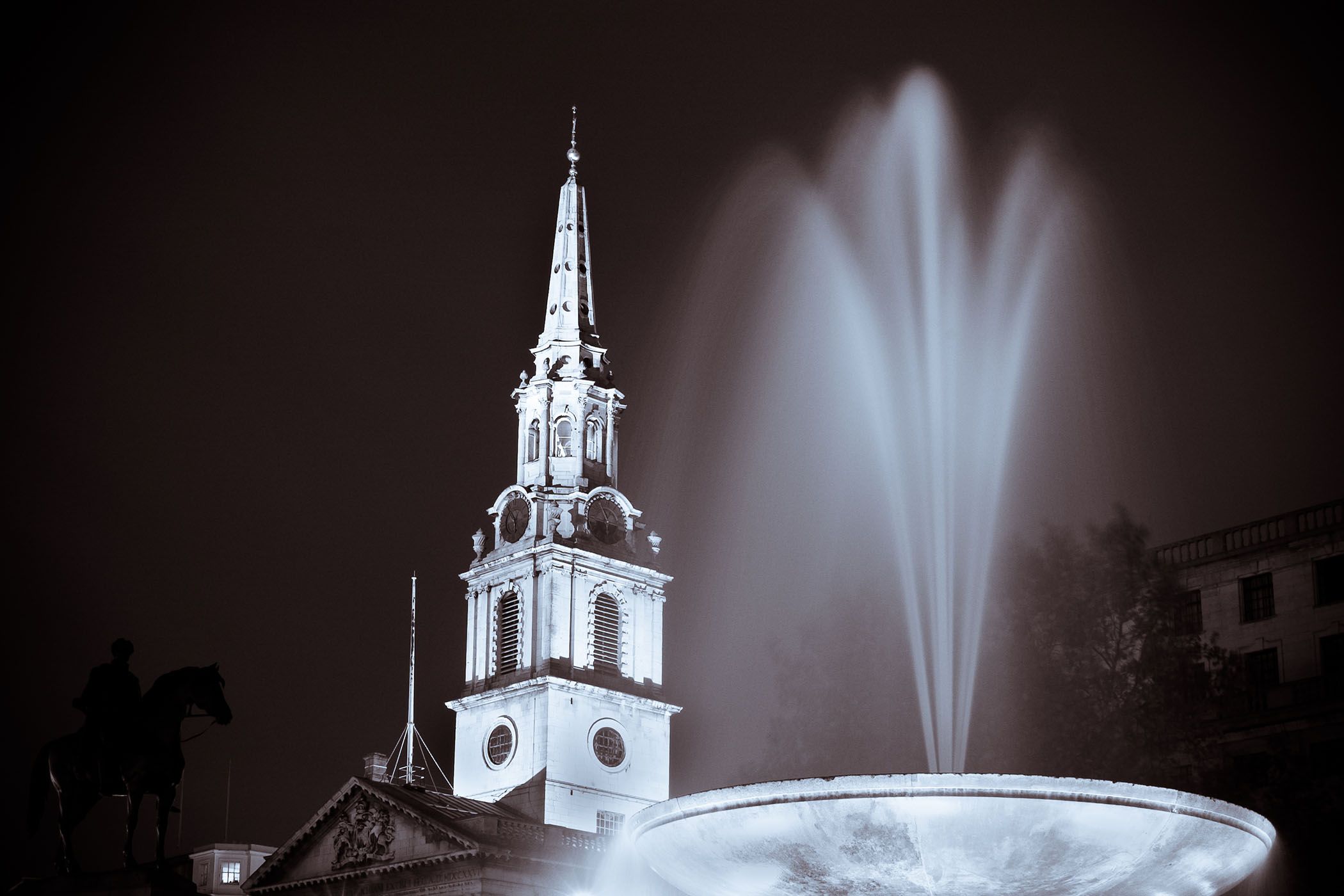 A 30-second exposure of a fountain at night.