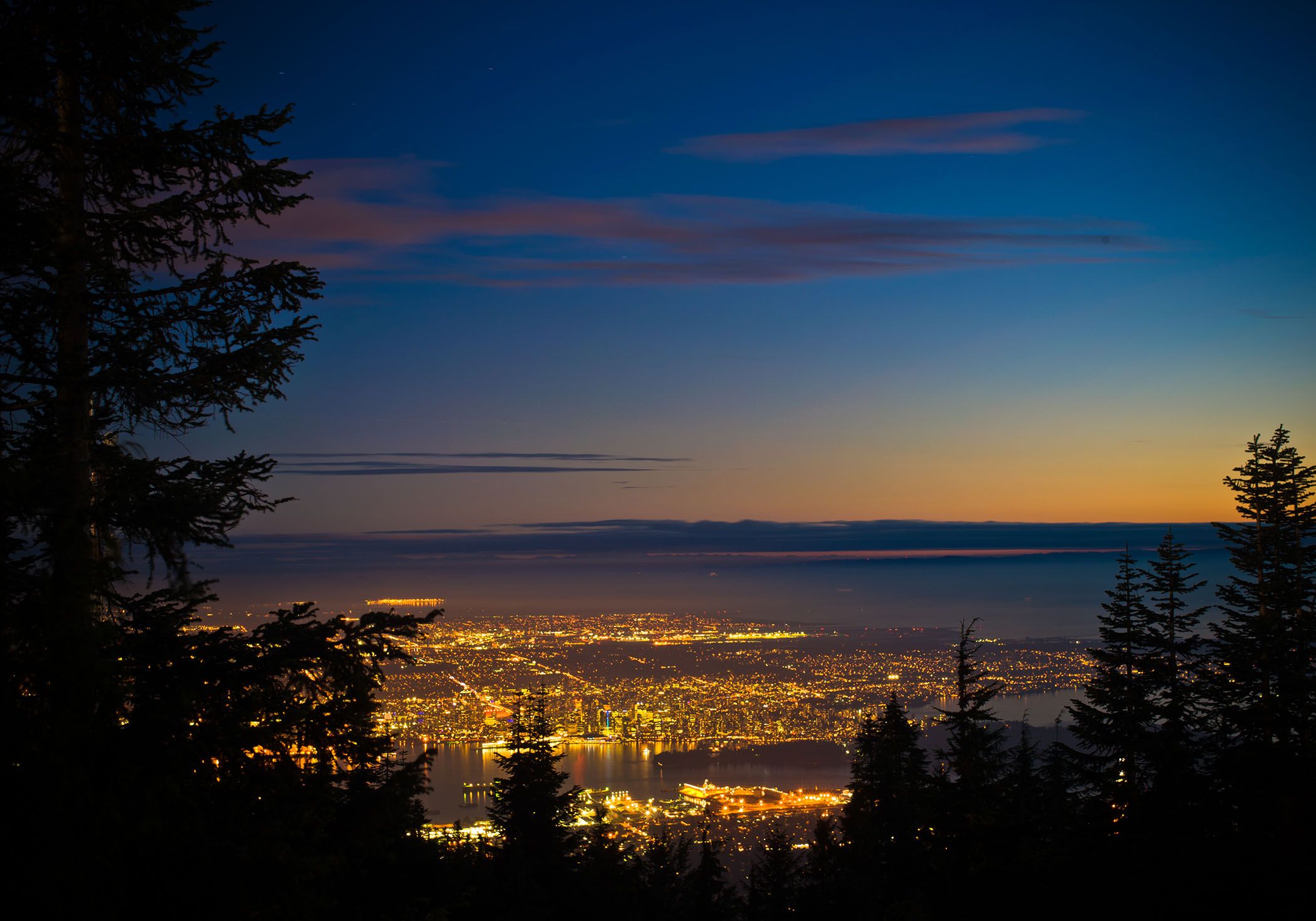 Vancouver at night, from the top of Grouse Mountain.