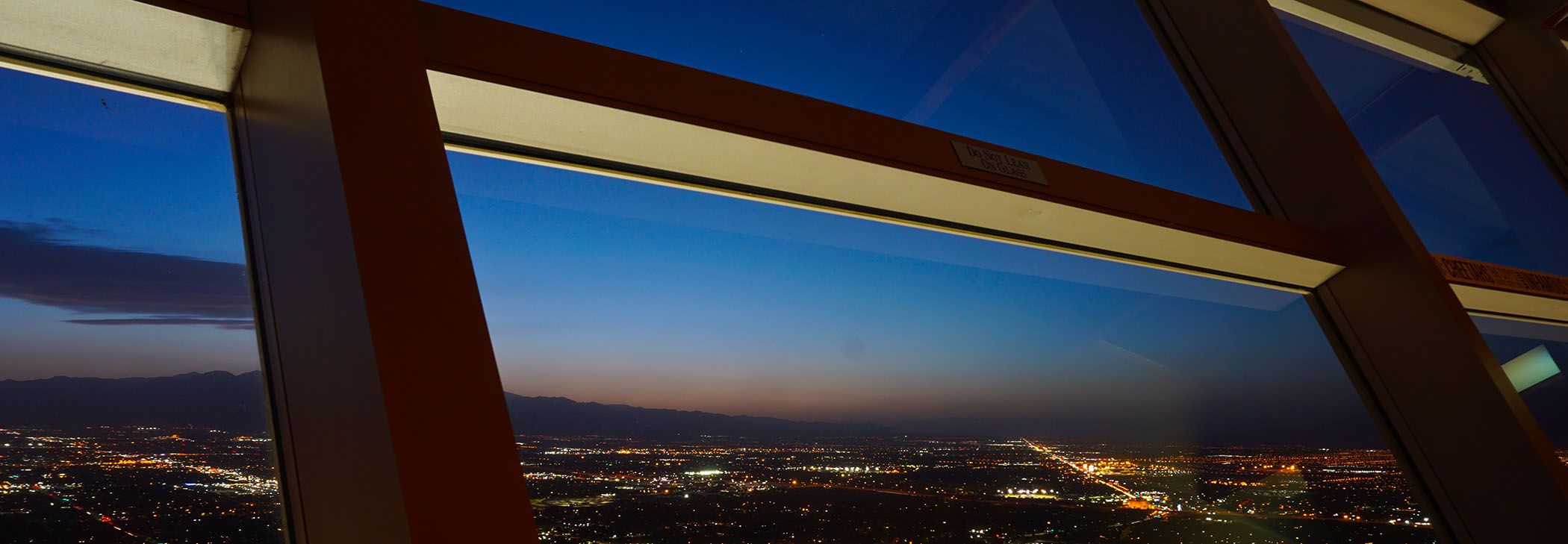 A blue hour shot of Las Vegas taken from the Stratosphere tower.