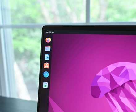 The side toolbar on the Ubuntu desktop on a laptop monitor.