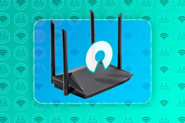 A router with an open souce icon above it.