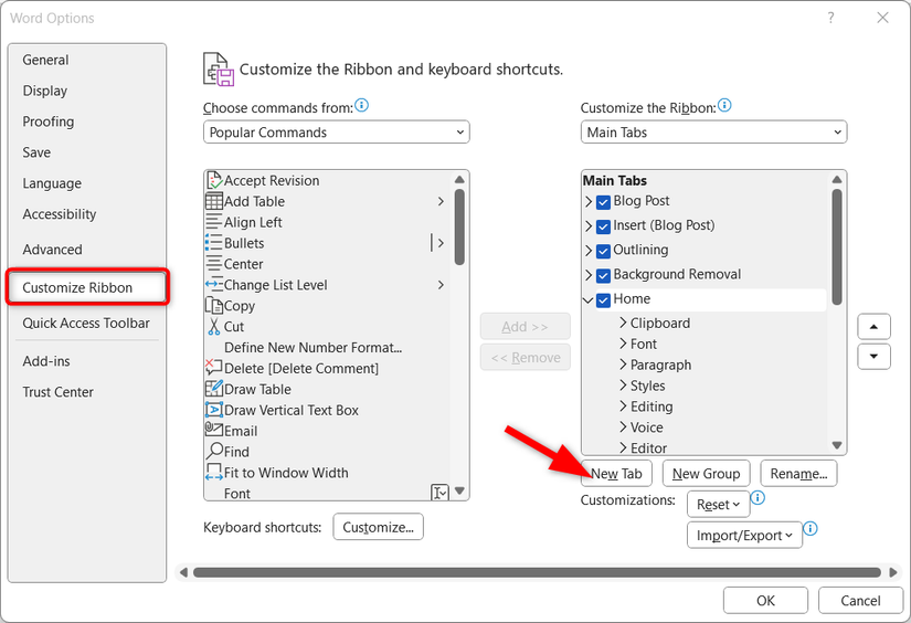 Adding new ribbon tab.