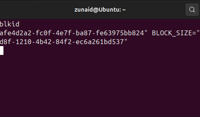 An instance of a Linux partition listed with full details.