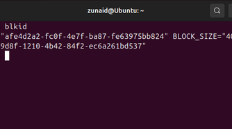 An instance of a Linux partition listed with full details.