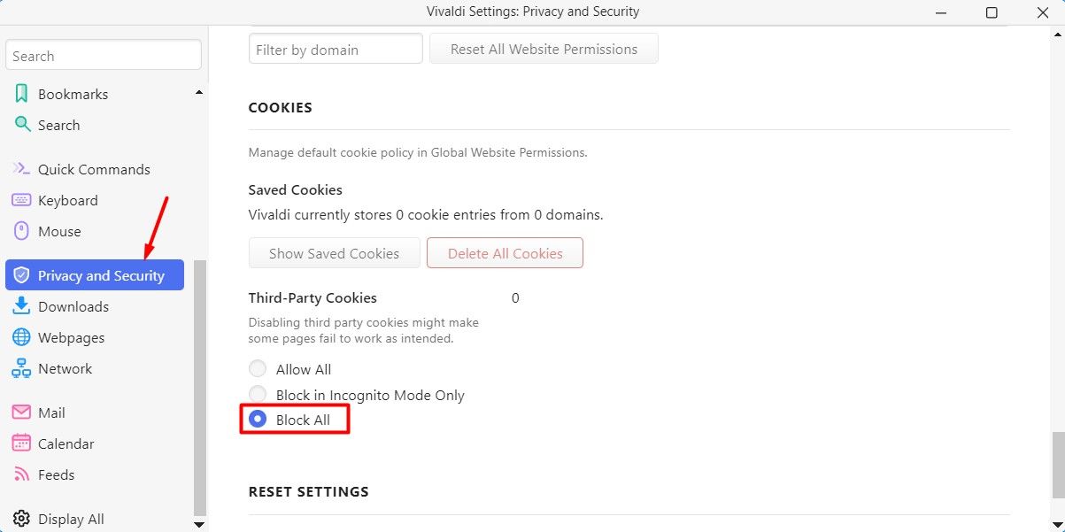 Block All option in the Vivaldi browser.