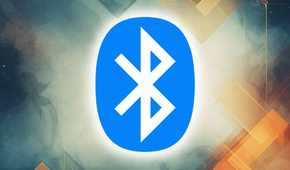The Bluetooth logo on a foggy background with boxes.
