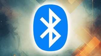 The Bluetooth logo on a foggy background with boxes.