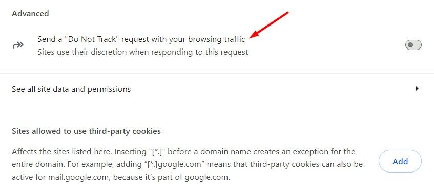 Do Not Track option in the Chrome browser.