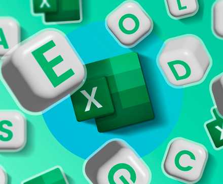 Логотип Excel и разные буквы.