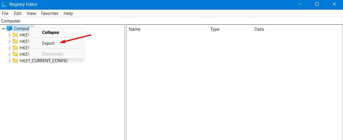 Export option for the Computer node.