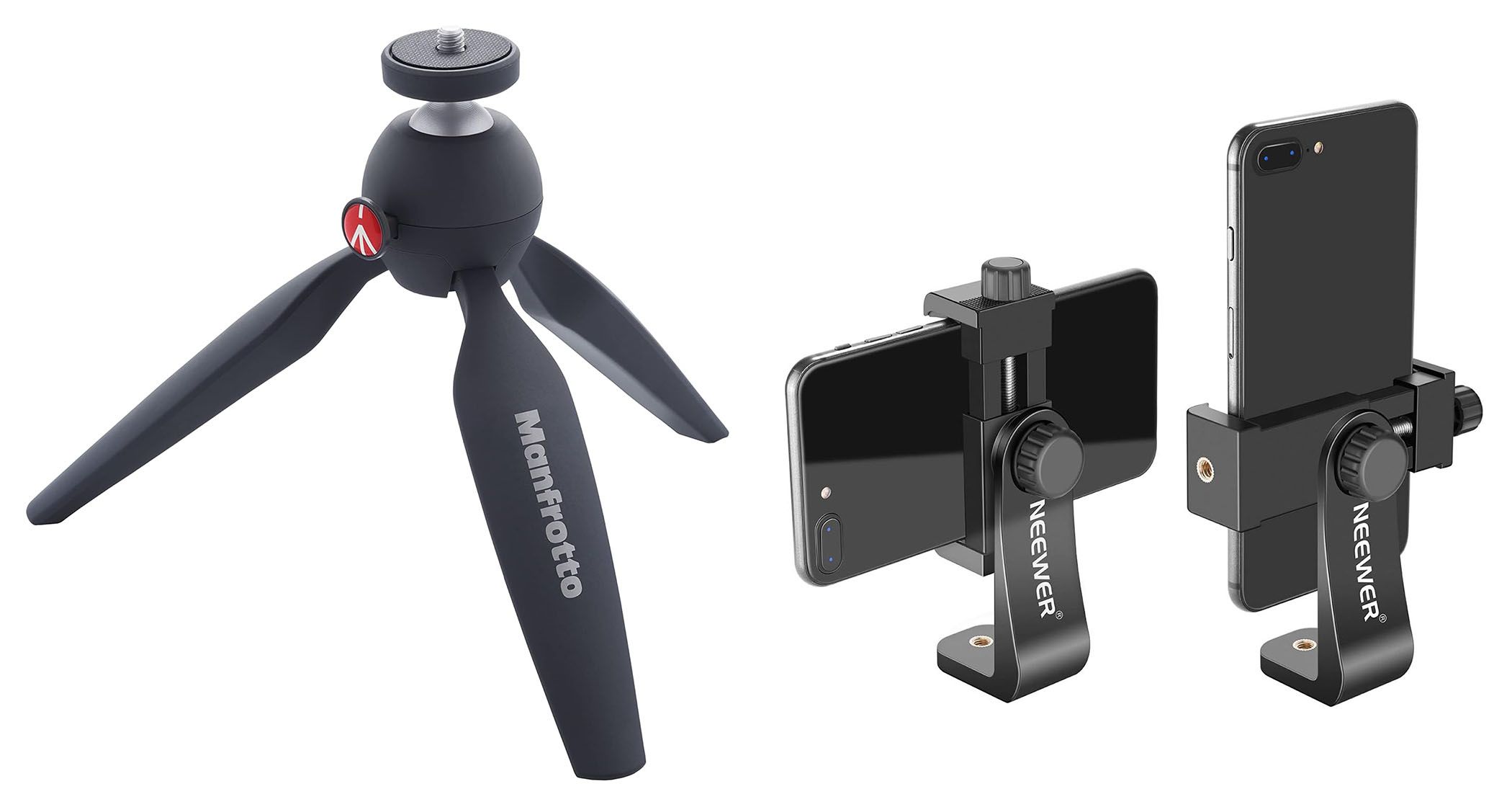 Mini tripod and smartphone holder.