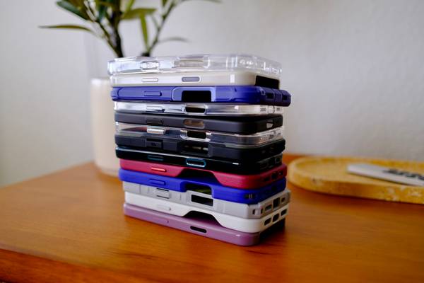 A stack of iPhone 16 Pro cases.