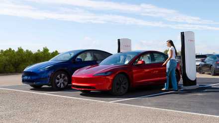 Prevent paying for gasoline—Those 5 electrical SUVs value lower than $40,000 Red and blue car getting charged by a Tesla charging station