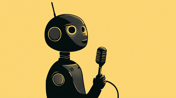 A robot speaking into a microphone.