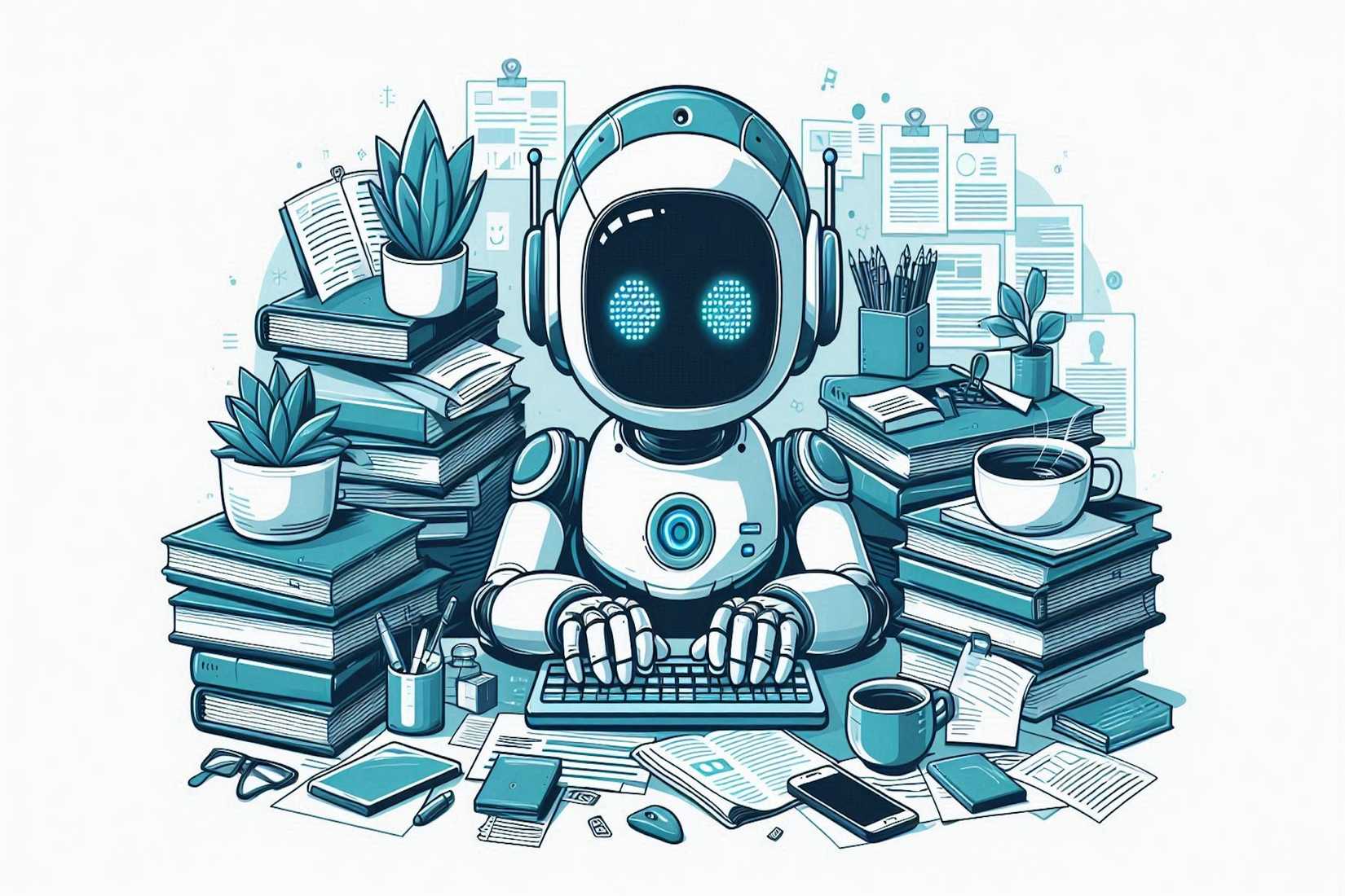 An AI chatbot sitting at a desk at home.