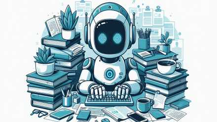 An AI chatbot sitting at a desk at home.