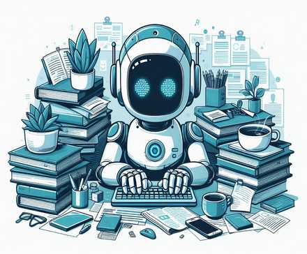 An AI chatbot sitting at a desk at home.