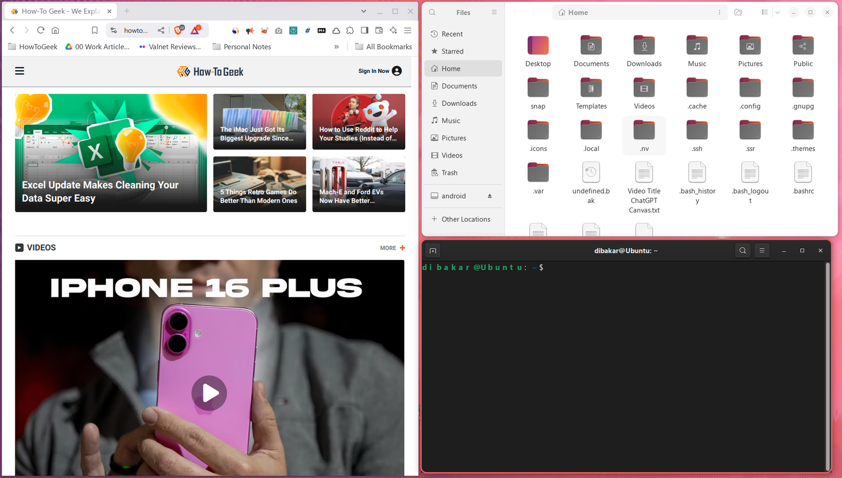 Ladrilho automático usando a extensão Forge GNOME.