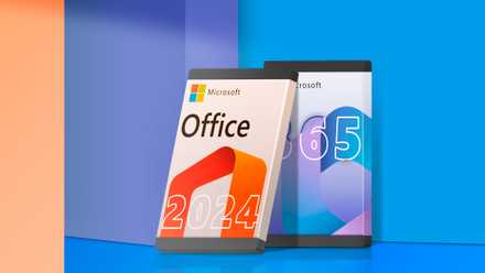Box with the Microsoft Office logo next to a box with the Microsoft 365 logo.