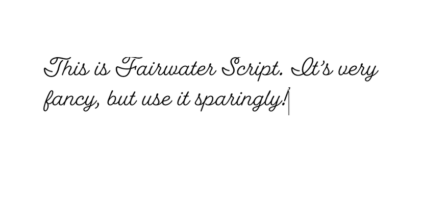 Texto escrito en fuente Fairwater Script.