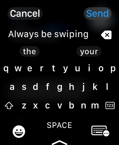 Faites glisser pour taper sur le clavier de l'Apple Watch.