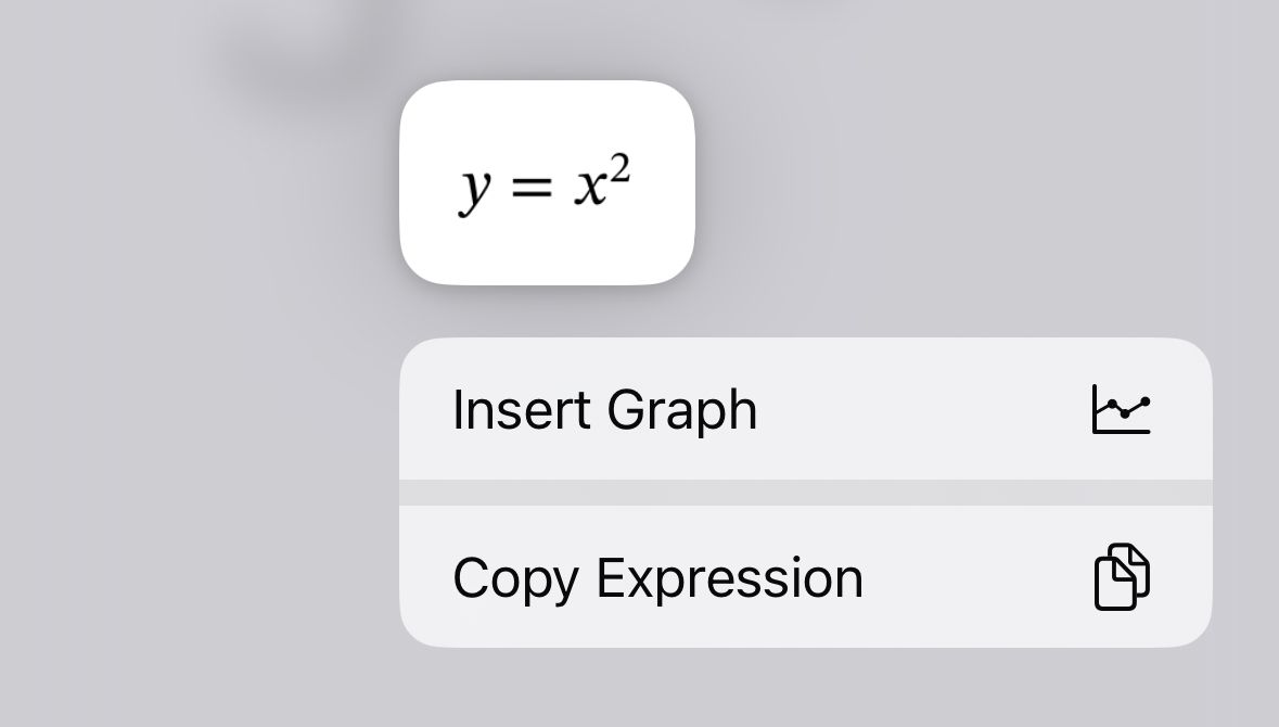 The Insert Graph option in the Notes app on iPhone.