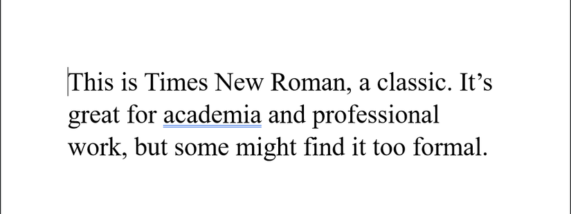 Texto escrito en fuente Times New Roman.