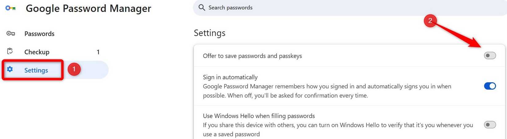 Turning off the offer to save passwords feature in Chrome.