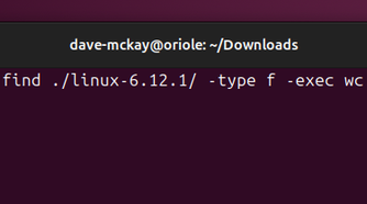 Counting the lines of code in the Linux kernel repository.