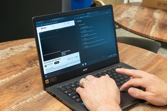 The Acer Chromebook being used