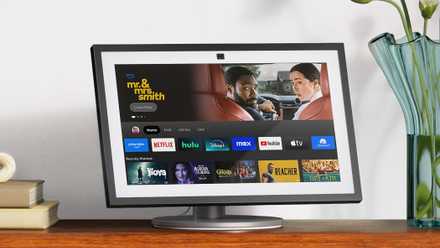 Amazon Echo Show is a smart display that shows streaming services in the closet.