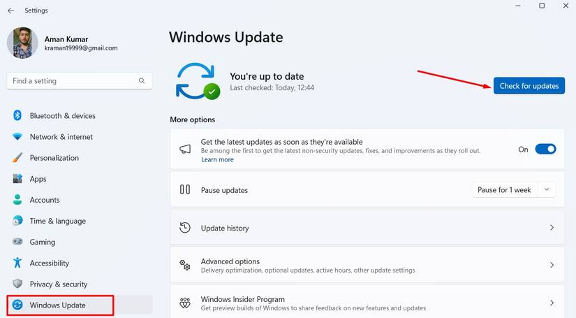 Verifique a opção Atualizações no aplicativo Configurações.