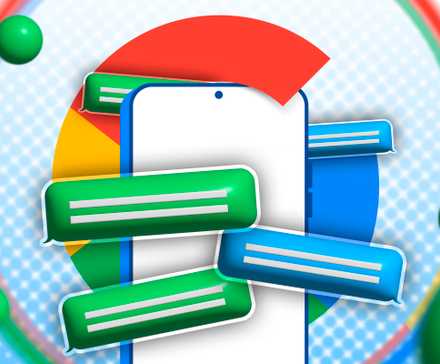 Google logo with green and blue message bubbles.