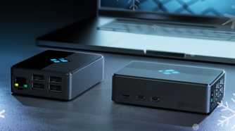 Kodi Limited Edition Raspberry Pi Case next to each other near a laptop.