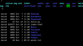 Terminal directory listings with the ls command.
