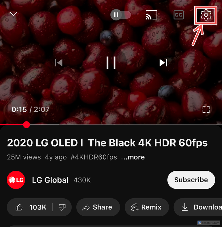 Настройки во время воспроизведения видео в YouTube.