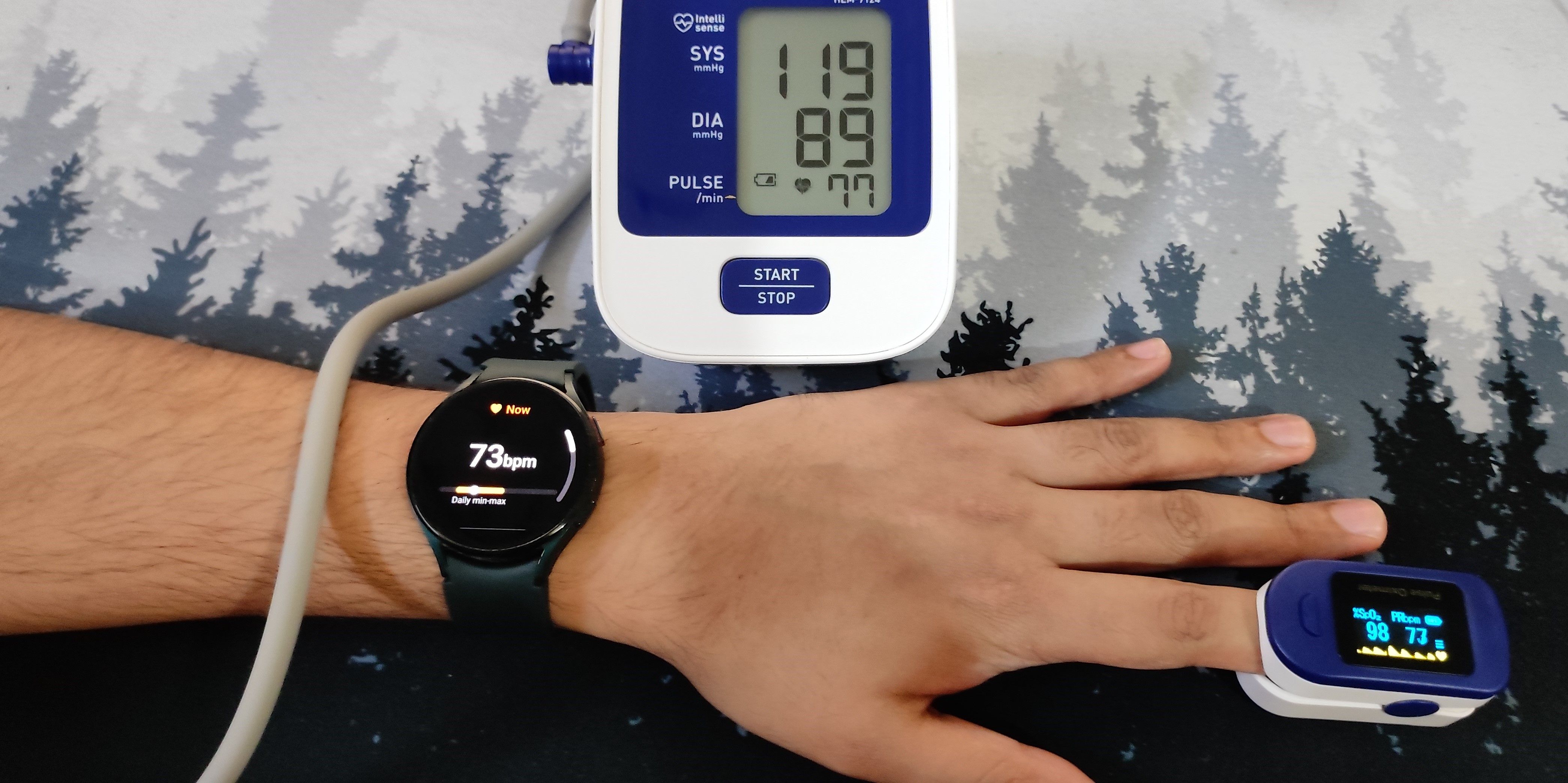 Resting Heart Rate on Galaxy Watch  4, Pulse Oximeter, and Blood Pressure Monitor