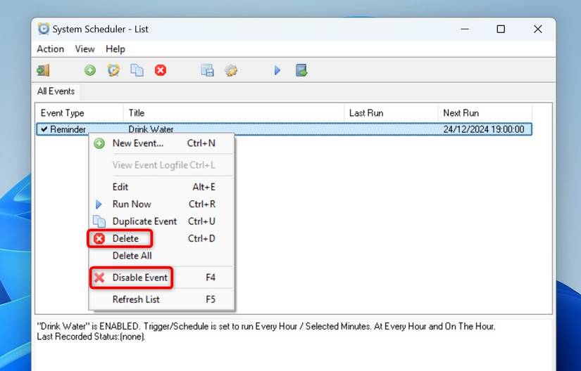 Disable Event How to Schedule Custom Notifications on Windows 11